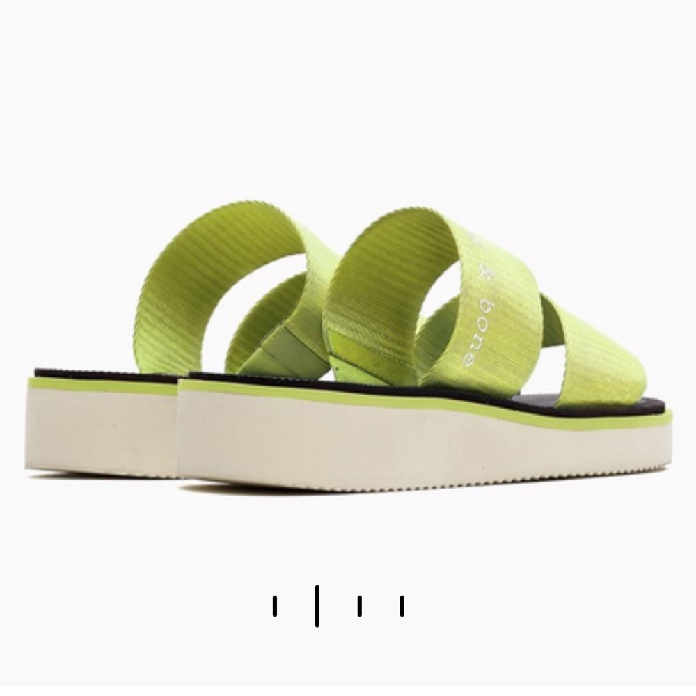SOLD❤️ RAG & BONE Mila Neon Yellow Acid Green Slide Double Strap Sandal - Picture 2 of 12